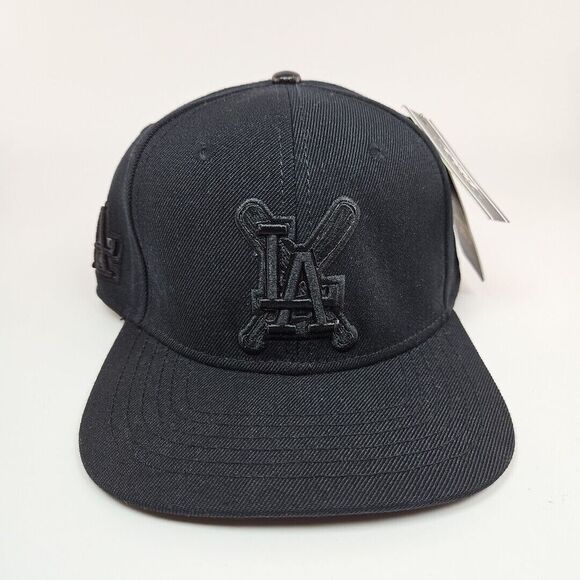 Los Angeles Dodgers Logo Patch Snapback Hat Cap Pro Standard Black Out New - Picture 1 of 8